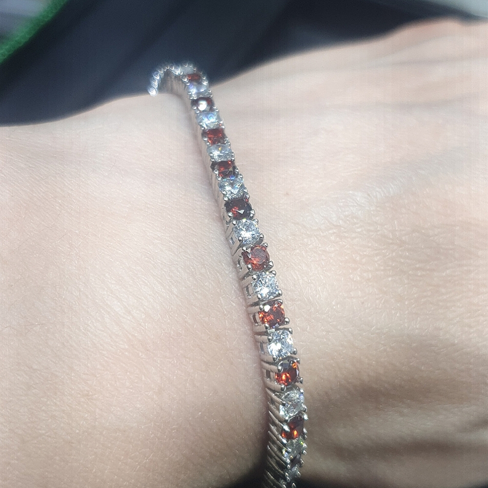 Garnet silver bracelet